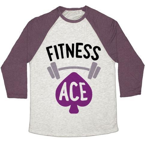 Virgin Teez  Baseball Tee Unisex Tri-Blend Baseball Tee / small / Oatmeal / Maroon FITNESS ACE UNISEX TRI-BLEND BASEBALL TEE