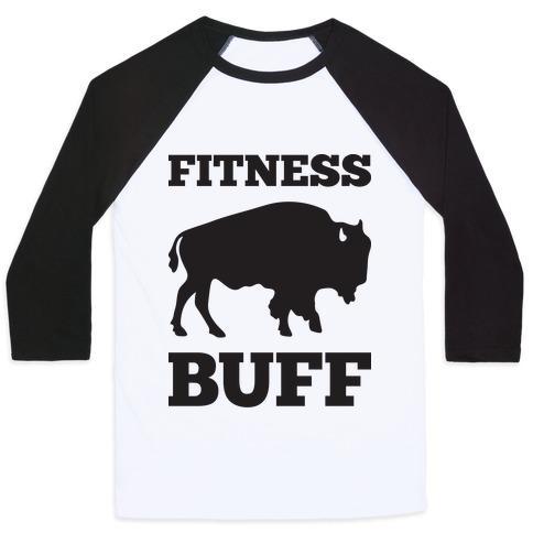 Virgin Teez  Baseball Tee Unisex Classic Baseball Tee / x-small / White/Black FITNESS BUFF UNISEX CLASSIC BASEBALL TEE
