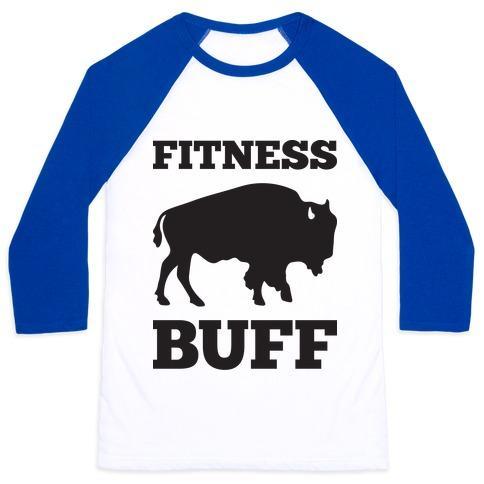 Virgin Teez  Baseball Tee Unisex Classic Baseball Tee / x-small / White/Blue FITNESS BUFF UNISEX CLASSIC BASEBALL TEE