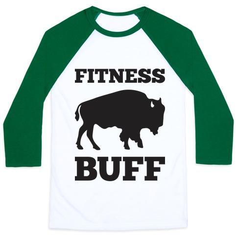 Virgin Teez  Baseball Tee Unisex Classic Baseball Tee / x-small / White/Dark Green FITNESS BUFF UNISEX CLASSIC BASEBALL TEE