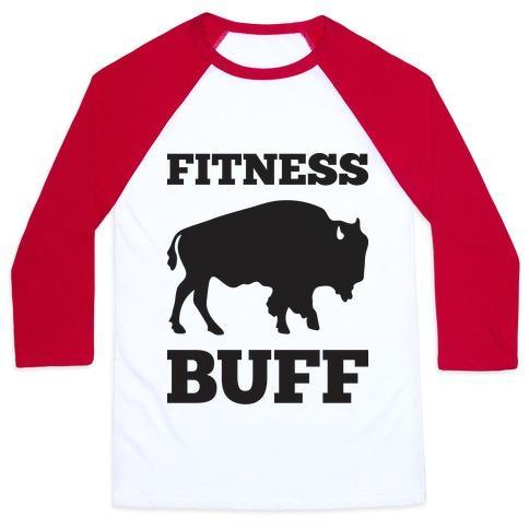 Virgin Teez  Baseball Tee Unisex Classic Baseball Tee / x-small / White/Red FITNESS BUFF UNISEX CLASSIC BASEBALL TEE