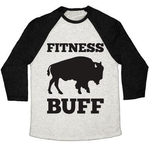 Virgin Teez  Baseball Tee Unisex Tri-Blend Baseball Tee / small / Oatmeal / Black FITNESS BUFF UNISEX TRI-BLEND BASEBALL TEE