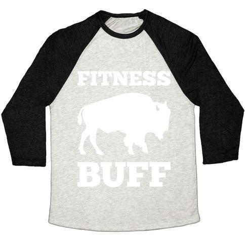 Virgin Teez  Baseball Tee Unisex Tri-Blend Baseball Tee / small / Oatmeal / Black FITNESS BUFF UNISEX TRI-BLEND BASEBALL TEE