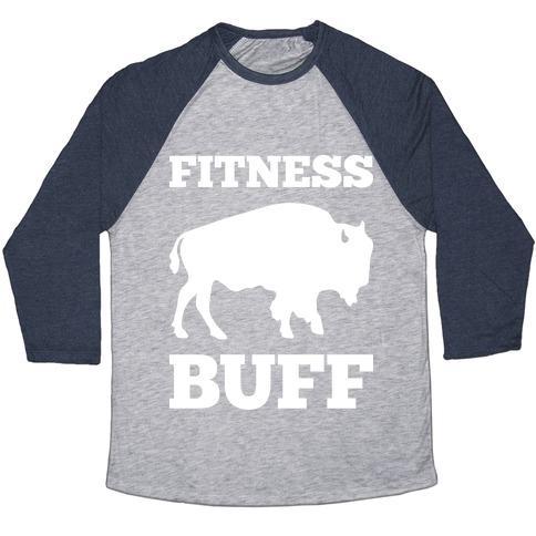 Virgin Teez  Baseball Tee Unisex Tri-Blend Baseball Tee / small / Athletic Gray / Navy FITNESS BUFF UNISEX TRI-BLEND BASEBALL TEE
