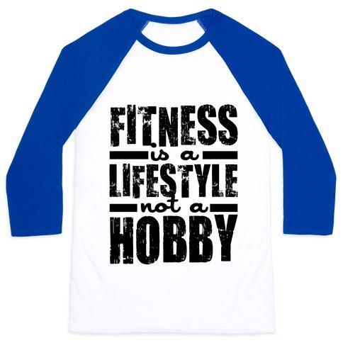 Virgin Teez  Baseball Tee Unisex Classic Baseball Tee / x-small / White/Blue FITNESS IS A LIFESTYLE UNISEX CLASSIC BASEBALL TEE