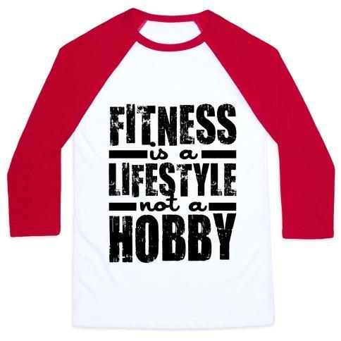Virgin Teez  Baseball Tee Unisex Classic Baseball Tee / x-small / White/Red FITNESS IS A LIFESTYLE UNISEX CLASSIC BASEBALL TEE
