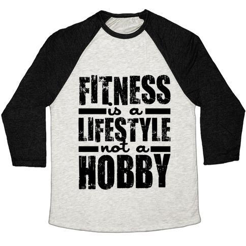 Virgin Teez  Baseball Tee Unisex Tri-Blend Baseball Tee / small / Oatmeal / Black FITNESS IS A LIFESTYLE UNISEX TRI-BLEND BASEBALL TEE