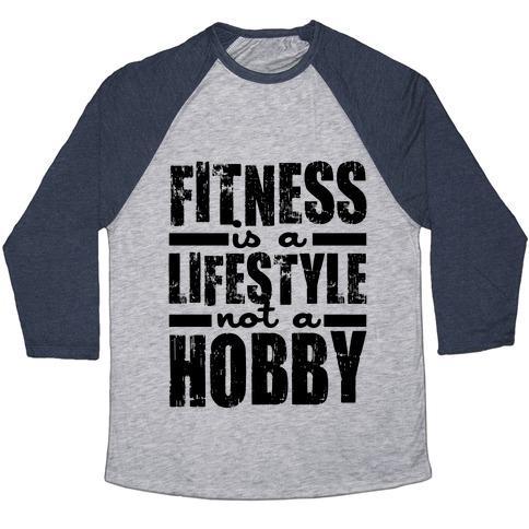 Virgin Teez  Baseball Tee Unisex Tri-Blend Baseball Tee / small / Athletic Gray / Navy FITNESS IS A LIFESTYLE UNISEX TRI-BLEND BASEBALL TEE