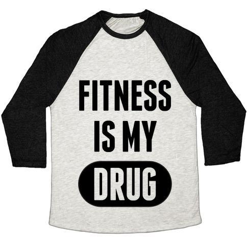 Virgin Teez  Baseball Tee Unisex Tri-Blend Baseball Tee / small / Oatmeal / Black FITNESS IS MY DRUG UNISEX TRI-BLEND BASEBALL TEE