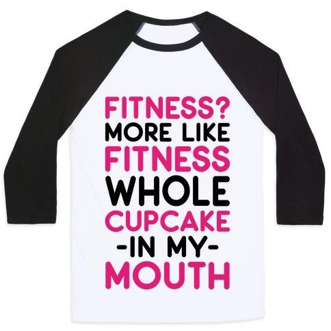 Virgin Teez  Baseball Tee Unisex Classic Baseball Tee / x-small / White/Black FITNESS MORE LIKE FITNESS WHOLE CUPCAKE UNISEX CLASSIC BASEBALL TEE