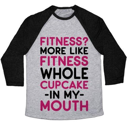 Virgin Teez  Baseball Tee Unisex Tri-Blend Baseball Tee / small / Athletic Gray / Black FITNESS MORE LIKE FITNESS WHOLE CUPCAKE UNISEX TRI-BLEND BASEBALL TEE