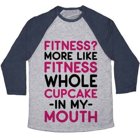 Virgin Teez  Baseball Tee Unisex Tri-Blend Baseball Tee / small / Athletic Gray / Navy FITNESS MORE LIKE FITNESS WHOLE CUPCAKE UNISEX TRI-BLEND BASEBALL TEE