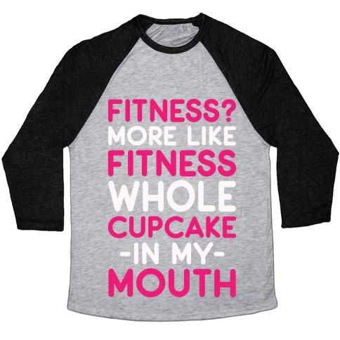 Virgin Teez  Baseball Tee Unisex Tri-Blend Baseball Tee / small / Athletic Gray / Black FITNESS MORE LIKE FITNESS WHOLE CUPCAKE UNISEX TRI-BLEND BASEBALL TEE