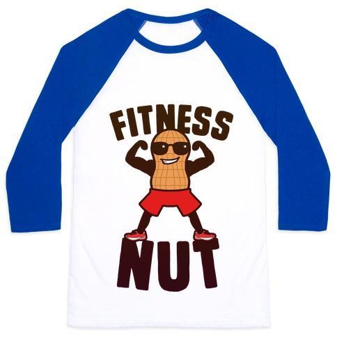 Virgin Teez  Baseball Tee Unisex Classic Baseball Tee / x-small / White/Blue FITNESS NUT UNISEX CLASSIC BASEBALL TEE