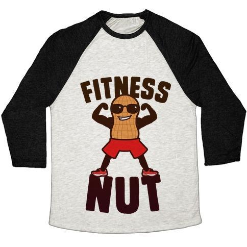 Virgin Teez  Baseball Tee Unisex Tri-Blend Baseball Tee / small / Oatmeal / Black FITNESS NUT UNISEX TRI-BLEND BASEBALL TEE