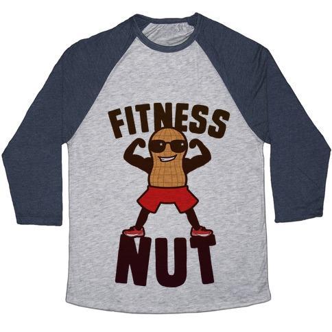 Virgin Teez  Baseball Tee Unisex Tri-Blend Baseball Tee / small / Athletic Gray / Navy FITNESS NUT UNISEX TRI-BLEND BASEBALL TEE