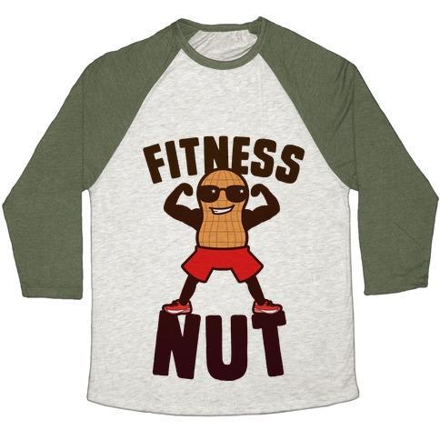 Virgin Teez  Baseball Tee Unisex Tri-Blend Baseball Tee / small / Oatmeal / Moss FITNESS NUT UNISEX TRI-BLEND BASEBALL TEE
