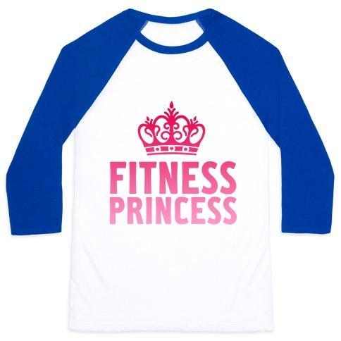 Virgin Teez  Baseball Tee Unisex Classic Baseball Tee / x-small / White/Blue FITNESS PRINCESS UNISEX CLASSIC BASEBALL TEE