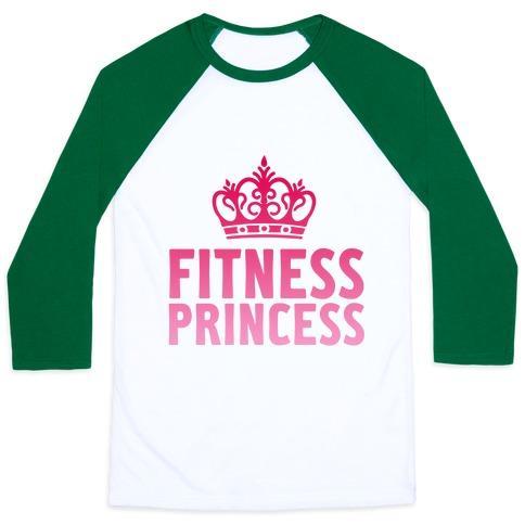 Virgin Teez  Baseball Tee Unisex Classic Baseball Tee / x-small / White/Dark Green FITNESS PRINCESS UNISEX CLASSIC BASEBALL TEE
