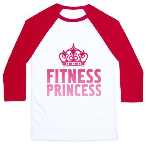 Virgin Teez  Baseball Tee Unisex Classic Baseball Tee / x-small / White/Red FITNESS PRINCESS UNISEX CLASSIC BASEBALL TEE
