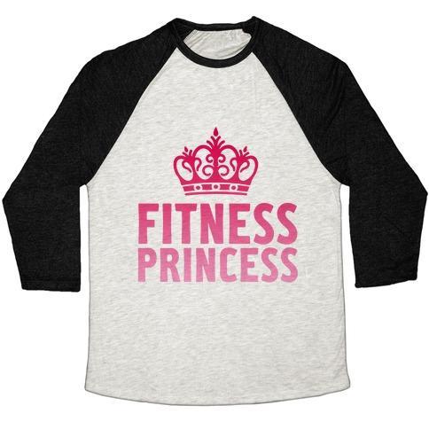 Virgin Teez  Baseball Tee Unisex Tri-Blend Baseball Tee / small / Oatmeal / Black FITNESS PRINCESS UNISEX TRI-BLEND BASEBALL TEE