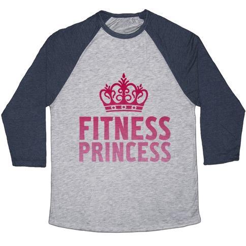 Virgin Teez  Baseball Tee Unisex Tri-Blend Baseball Tee / small / Athletic Gray / Navy FITNESS PRINCESS UNISEX TRI-BLEND BASEBALL TEE