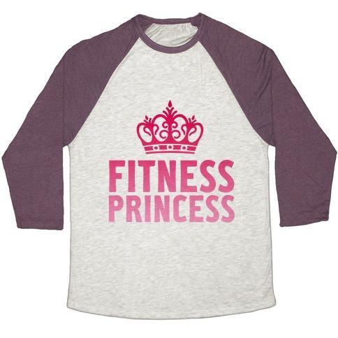 Virgin Teez  Baseball Tee Unisex Tri-Blend Baseball Tee / small / Oatmeal / Maroon FITNESS PRINCESS UNISEX TRI-BLEND BASEBALL TEE