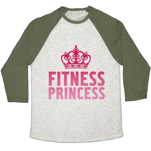 Virgin Teez  Baseball Tee Unisex Tri-Blend Baseball Tee / small / Oatmeal / Moss FITNESS PRINCESS UNISEX TRI-BLEND BASEBALL TEE