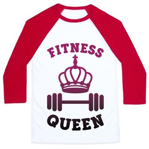 Virgin Teez  Baseball Tee Unisex Classic Baseball Tee / x-small / White/Red FITNESS QUEEN UNISEX CLASSIC BASEBALL TEE