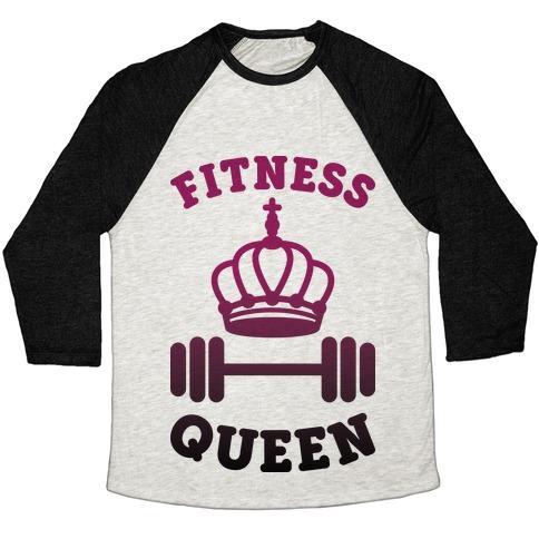 Virgin Teez  Baseball Tee Unisex Tri-Blend Baseball Tee / small / Oatmeal / Black FITNESS QUEEN UNISEX TRI-BLEND BASEBALL TEE