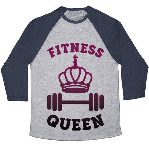 Virgin Teez  Baseball Tee Unisex Tri-Blend Baseball Tee / small / Athletic Gray / Navy FITNESS QUEEN UNISEX TRI-BLEND BASEBALL TEE