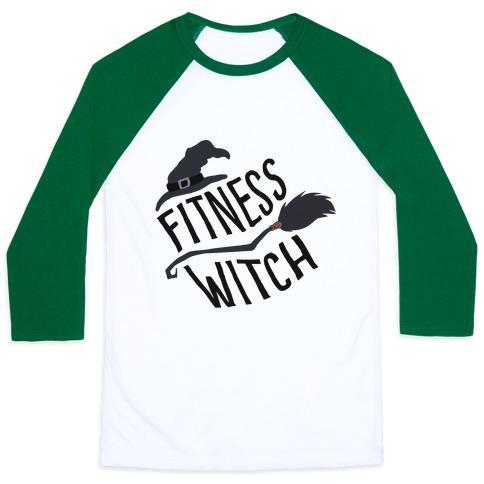 Virgin Teez  Baseball Tee Unisex Classic Baseball Tee / x-small / White/Dark Green FITNESS WITCH UNISEX CLASSIC BASEBALL TEE