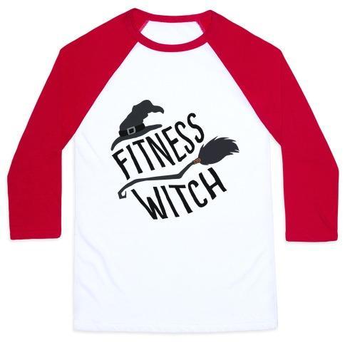 Virgin Teez  Baseball Tee Unisex Classic Baseball Tee / x-small / White/Red FITNESS WITCH UNISEX CLASSIC BASEBALL TEE