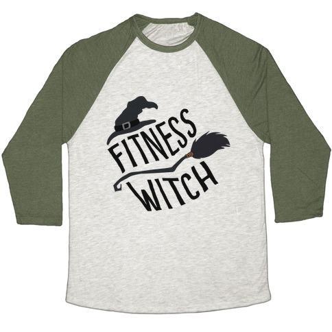 Virgin Teez  Baseball Tee Unisex Tri-Blend Baseball Tee / small / Oatmeal / Moss FITNESS WITCH UNISEX TRI-BLEND BASEBALL TEE
