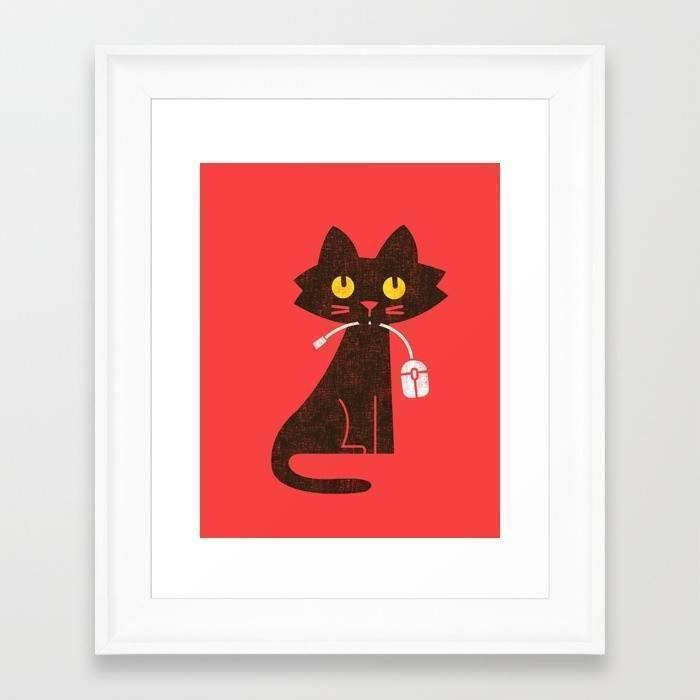 Deny Designs Framed Art Prints Fitz - Hungry hungry cat (and unfortunate mouse) Frame