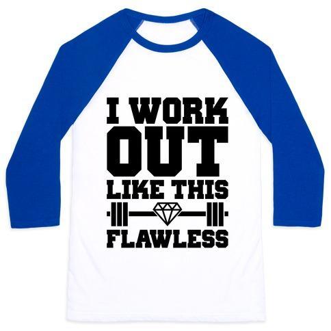 Virgin Teez  Baseball Tee Unisex Classic Baseball Tee / x-small / White/Blue FLAWLESS WORKOUT UNISEX CLASSIC BASEBALL TEE