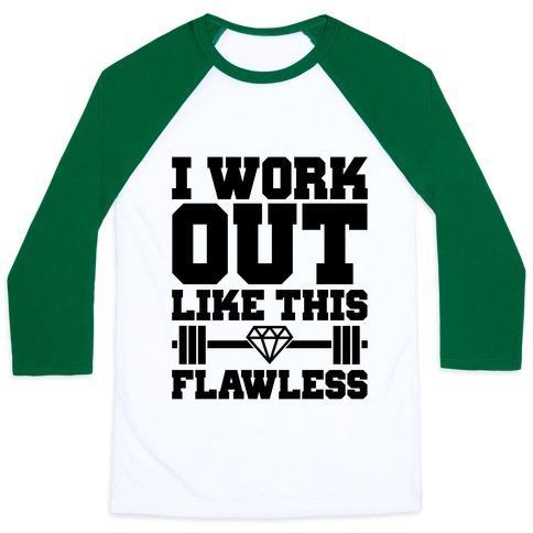 Virgin Teez  Baseball Tee Unisex Classic Baseball Tee / x-small / White/Dark Green FLAWLESS WORKOUT UNISEX CLASSIC BASEBALL TEE