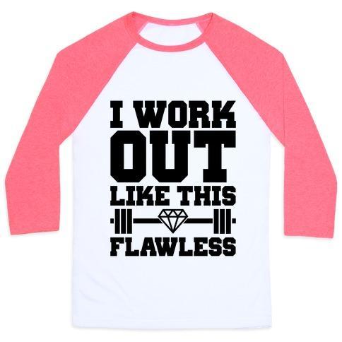 Virgin Teez  Baseball Tee Unisex Classic Baseball Tee / x-small / White/Neon Pink FLAWLESS WORKOUT UNISEX CLASSIC BASEBALL TEE