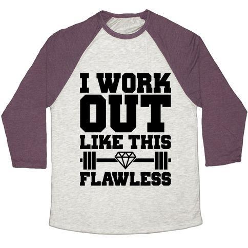 Virgin Teez  Baseball Tee Unisex Tri-Blend Baseball Tee / small / Oatmeal / Maroon FLAWLESS WORKOUT UNISEX TRI-BLEND BASEBALL TEE