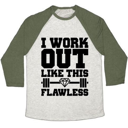 Virgin Teez  Baseball Tee Unisex Tri-Blend Baseball Tee / small / Oatmeal / Moss FLAWLESS WORKOUT UNISEX TRI-BLEND BASEBALL TEE