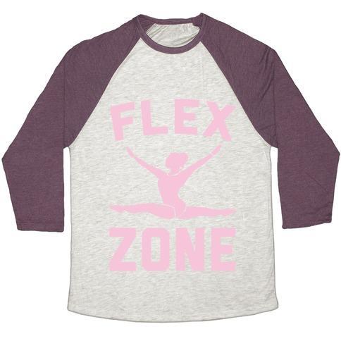 Virgin Teez  Baseball Tee Unisex Tri-Blend Baseball Tee / small / Oatmeal / Maroon FLEX ZONE GYMNASTICS WHITE PRINT UNISEX TRI-BLEND BASEBALL TEE