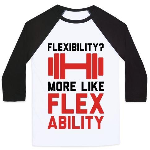 Virgin Teez  Baseball Tee Unisex Classic Baseball Tee / x-small / White/Black FLEXIBILITY MORE LIKE FLEX ABILITY UNISEX CLASSIC BASEBALL TEE