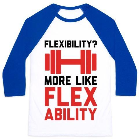 Virgin Teez  Baseball Tee Unisex Classic Baseball Tee / x-small / White/Blue FLEXIBILITY MORE LIKE FLEX ABILITY UNISEX CLASSIC BASEBALL TEE
