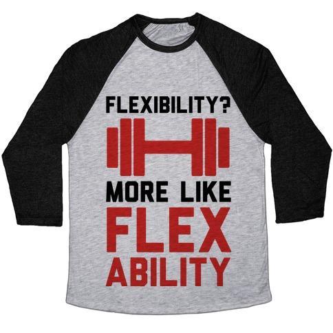 Virgin Teez  Baseball Tee Unisex Tri-Blend Baseball Tee / small / Athletic Gray / Black FLEXIBILITY MORE LIKE FLEX ABILITY UNISEX TRI-BLEND BASEBALL TEE