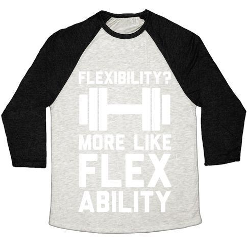 Virgin Teez  Baseball Tee Unisex Tri-Blend Baseball Tee / small / Oatmeal / Black FLEXIBILITY MORE LIKE FLEX ABILITY UNISEX TRI-BLEND BASEBALL TEE