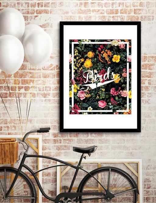 LUVD Framed Art Prints 8" x 11" / Black Floral and Birds Pattern Frame
