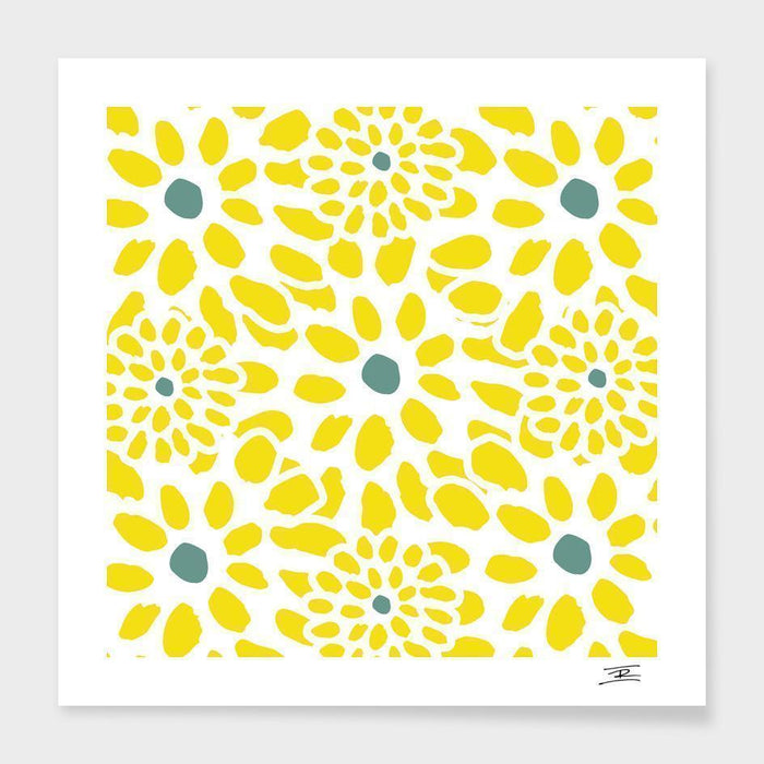 The Pillow pillows 16" x 16" Flowers in Yellow Cushion/Pillow