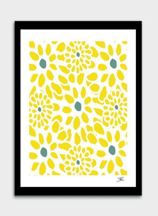 LUVD Framed Art Prints 8" x 11" / Black Flowers in Yellow  Frame