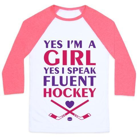Virgin Teez  Baseball Tee Unisex Classic Baseball Tee / x-small / White/Neon Pink FLUENT HOCKEY UNISEX CLASSIC BASEBALL TEE