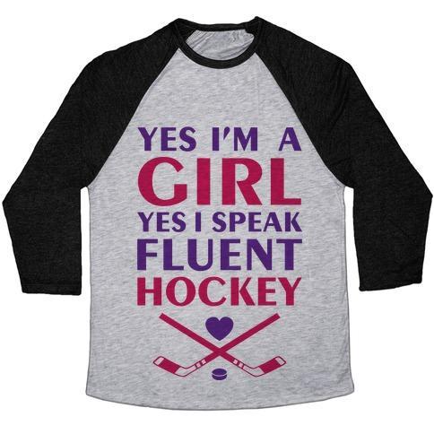Virgin Teez  Baseball Tee Unisex Tri-Blend Baseball Tee / small / Athletic Gray / Black FLUENT HOCKEY UNISEX TRI-BLEND BASEBALL TEE